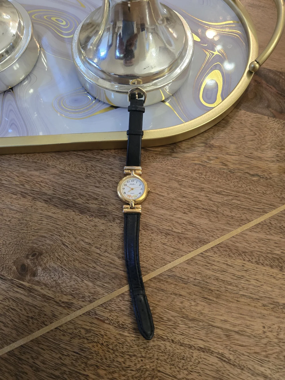 LeBeau Gold-Tone Women's Quartz Watch with Black Strap